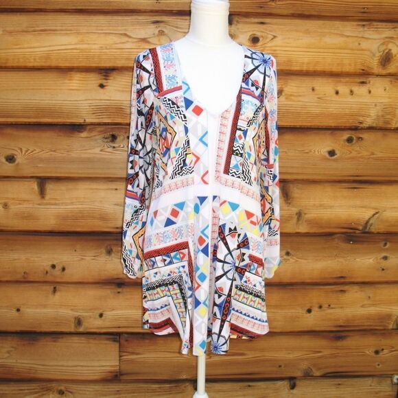 -NWT Rubber Ducky Productions White Print Dress - Picture 1 of 8